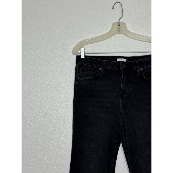 Forever 21 Flared Leg Jeans Womens 30 Black Wide Leg Denim Bell Bottoms Raw Hem - Picture 3 of 16